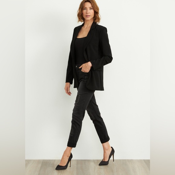 Joseph Ribkoff black sequins denim pant - Picture 2 of 8